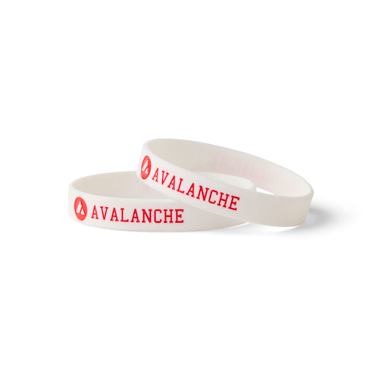 Avalanche Silicone Wristbands - White & Red Edition: Show Your Support in Style