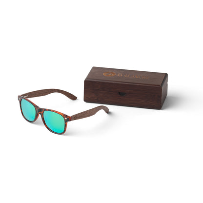 Avalanche Wooden Sunglasses: Tortoise Shell Edition with Polarized Green Lenses