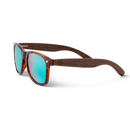 Avalanche Wooden Sunglasses: Tortoise Shell Edition with Polarized Green Lenses