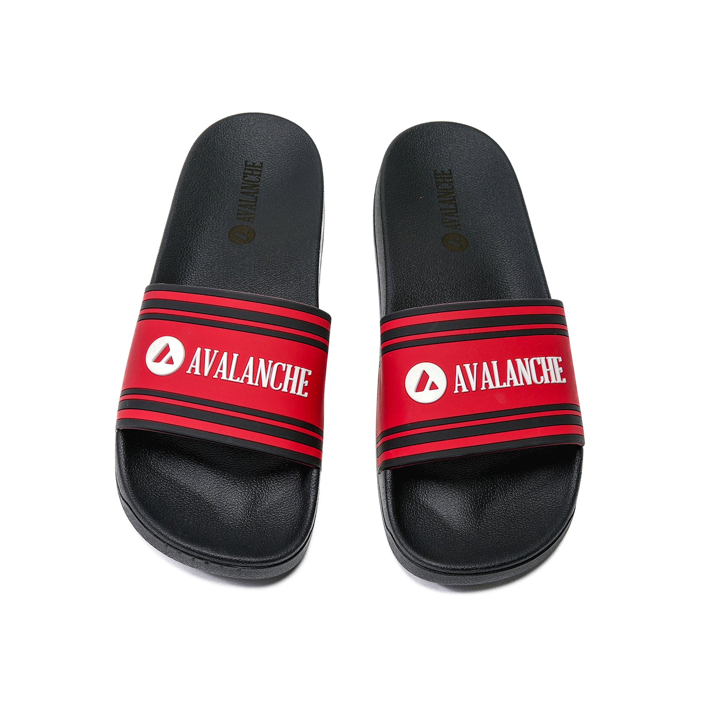 Avalanche Slide Sandals - Red Stripe Edition: Casual Comfort for AVAX OG's